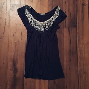 Navy Short-sleeved top